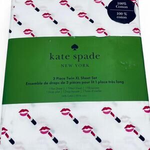 Kate Spade New York Red White Black Lips Lipstick Twin Sheet Set Home Bedding